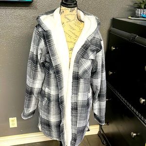 This is awesome flannel and Sherpa jacket,